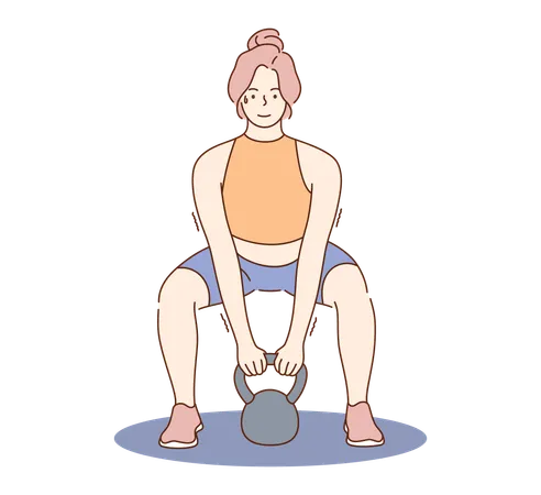 Woman Is Exercising With Her Dumbbell Illustration