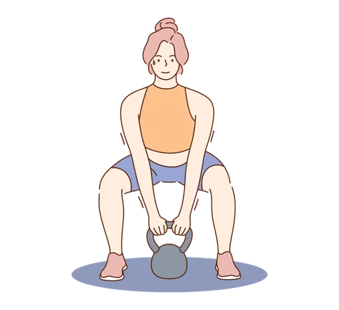 Woman is exercising with her dumbbell  Illustration