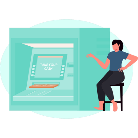 Woman is explaining ATM payment  Illustration