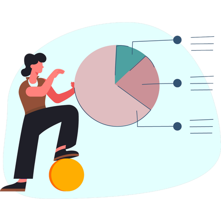 Woman is explaining pie chart networking  Illustration
