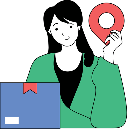 Woman is finding delivery address  イラスト
