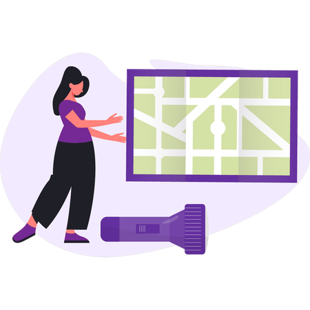 Woman is finding medical location  Illustration