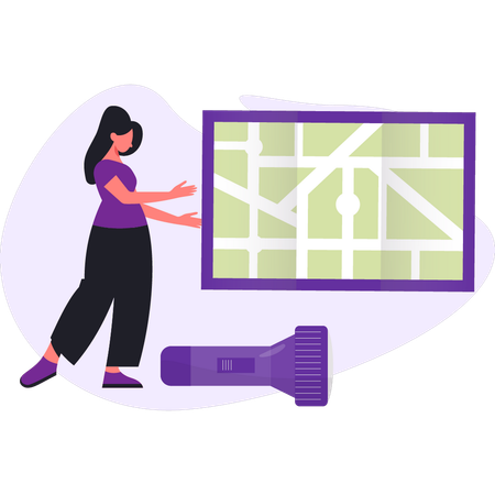 Woman is finding medical location  Illustration