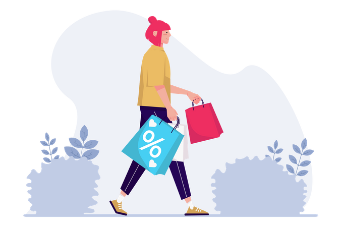 Woman is going for discount shopping  Illustration