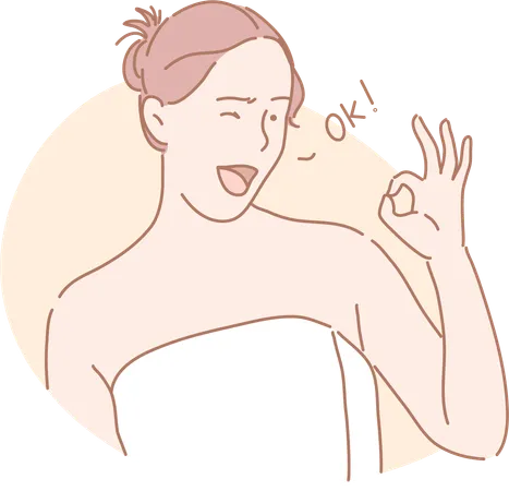 Woman is happy with skin treatment  Illustration