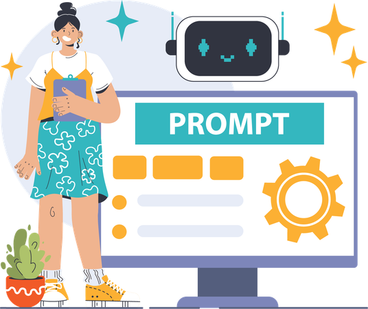 Woman is having prompt message  Illustration