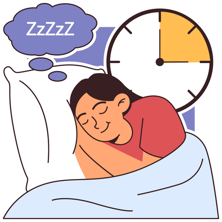 Woman is having relaxed sleep due to sleeping pills  Illustration