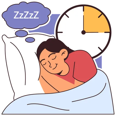 Woman is having relaxed sleep due to sleeping pills  Illustration