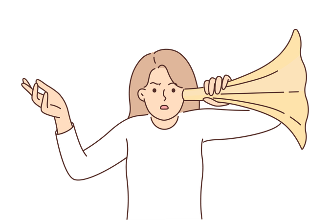 Woman is hearing other people's talks  Illustration