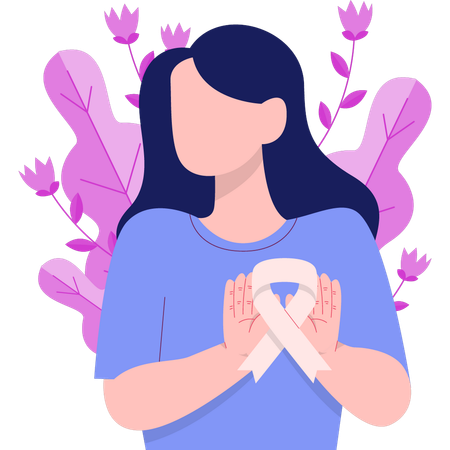 Woman is holding a white ribbon  Illustration