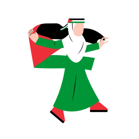 Woman is holding national flag  Illustration