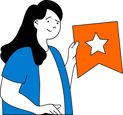 Woman is holding star badge  Illustration