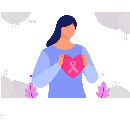 The Woman Is Holding The Heart Illustration