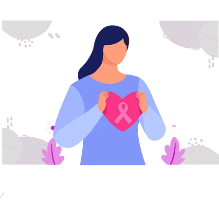 Woman is holding the heart  Illustration