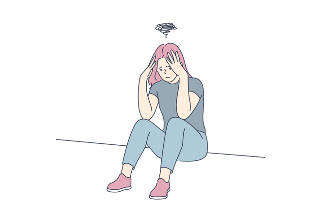 Woman is in depression  Illustration