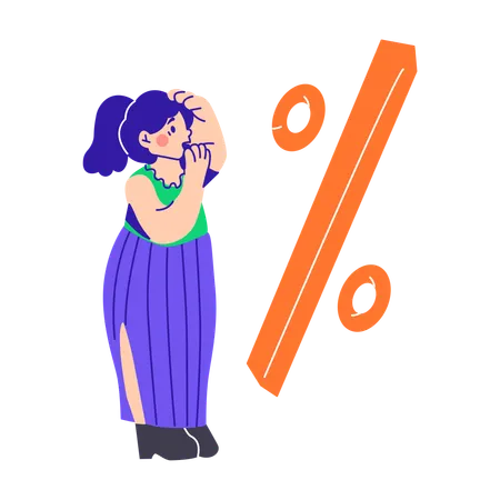 Woman Is Looking At A Large Percentage  Illustration
