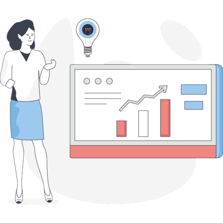 Woman is looking business graph  Illustration