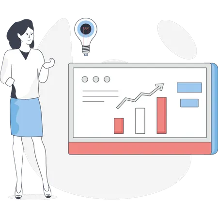 Woman is looking business graph  Illustration