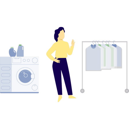 Woman is looking rack cloth  Illustration