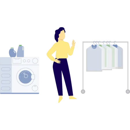 Woman is looking rack cloth  Illustration