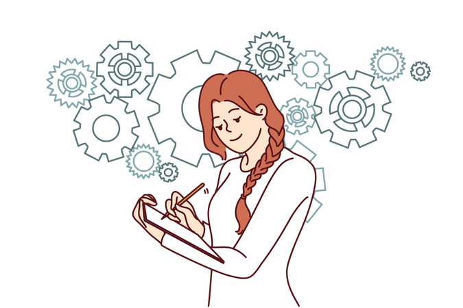 Woman is making business checklist  Illustration