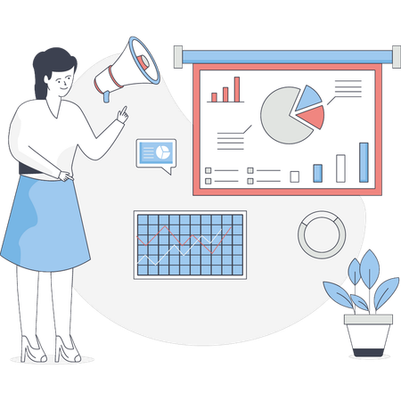 Woman is marketing business data  Illustration