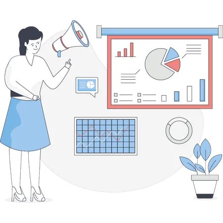 Woman is marketing business data  Illustration