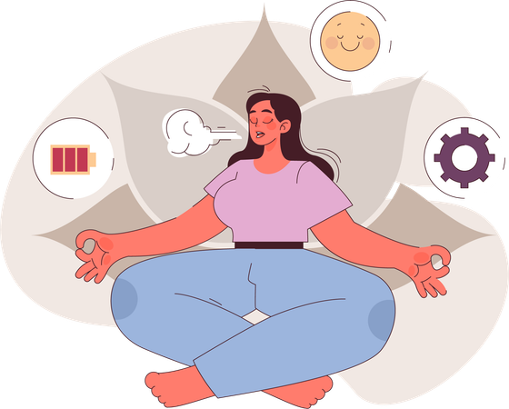 Woman is meditating to get relax  Illustration