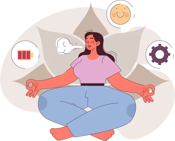 Woman is meditating to get relax  Illustration