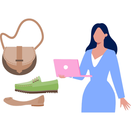 Woman is ordering shoes online  Illustration