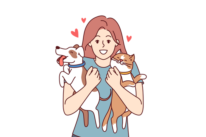 Woman is pet lover  Illustration
