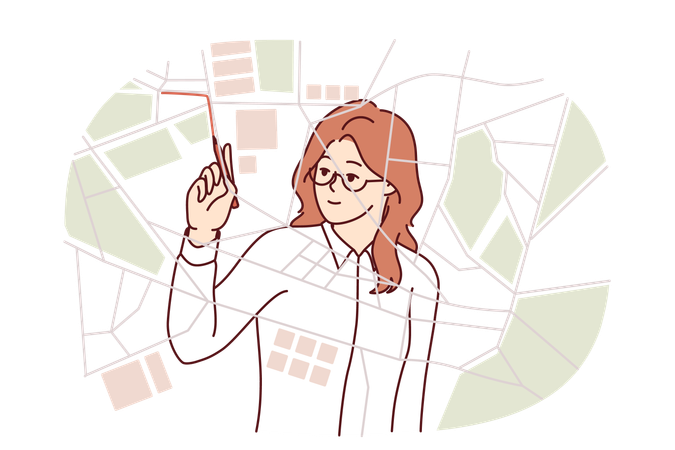 Woman is planning business strategy  Illustration