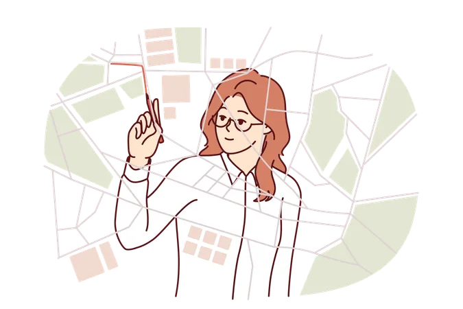 Woman is planning business strategy  Illustration