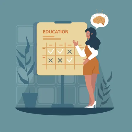 Woman is planning education schedule  Illustration