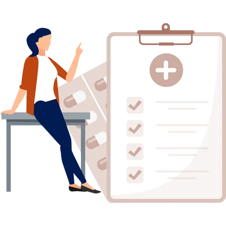 Girl Is Pointing To A Checklist On A Clipboard Illustration