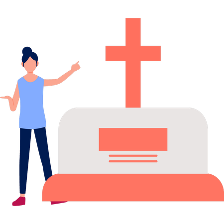 Woman is pointing cross clipart  Illustration
