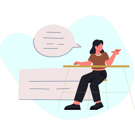 Woman is pointing customer chat  Illustration