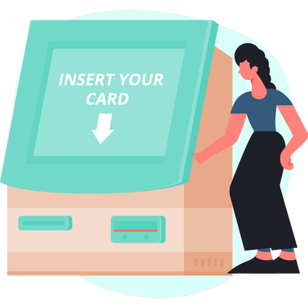 Woman is pointing insert card  Illustration