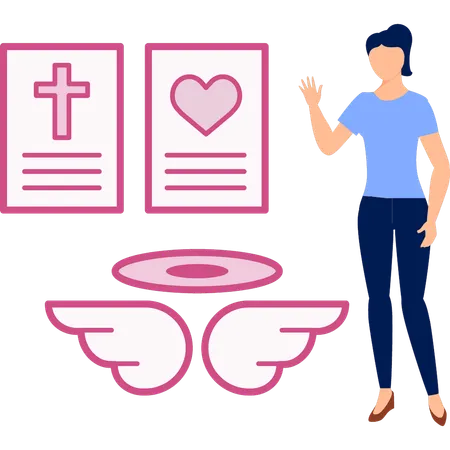 Woman is pointing message blessing  Illustration