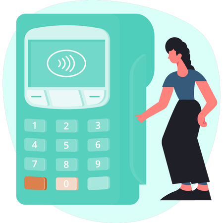 Woman is pointing payment technology  Illustration