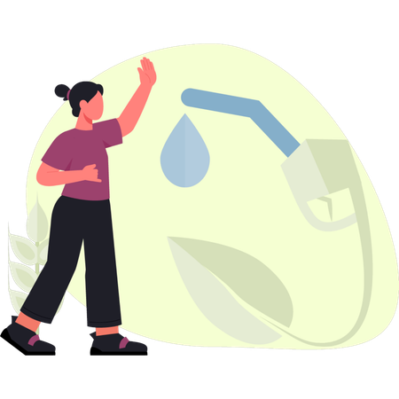 Woman is pointing pump nozzle  Illustration