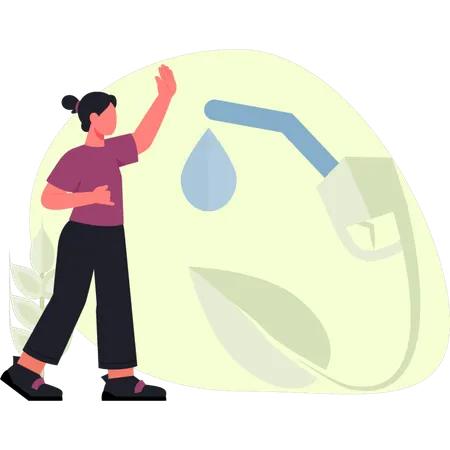 Woman is pointing pump nozzle  Illustration