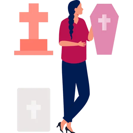 Woman is pointing rip  Illustration