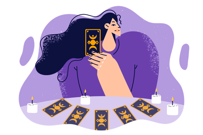 Woman is predicting fortune  Illustration