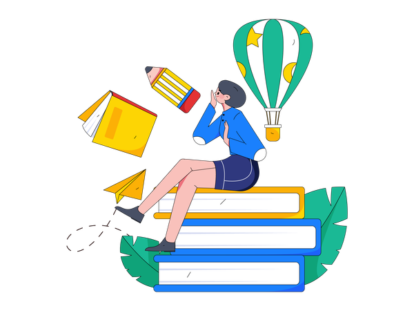 Woman is preparing for exam  Illustration