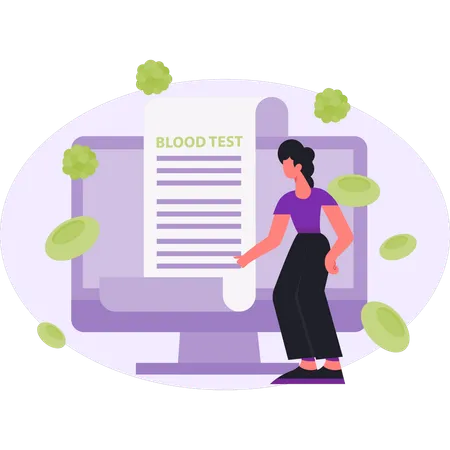 Woman is presenting blood test report  Illustration