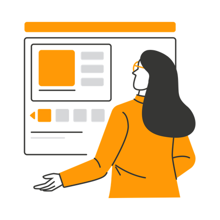 Woman is presenting business data  Illustration