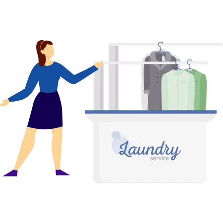 Woman is presenting laundry dresses  Illustration