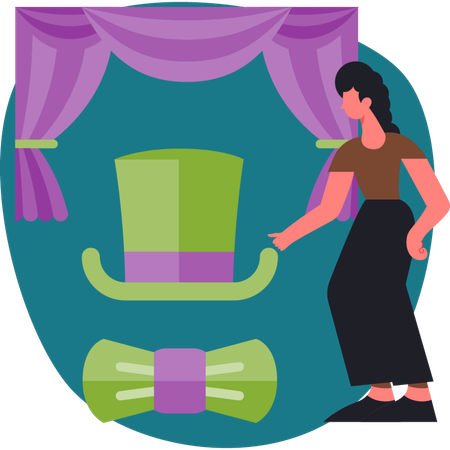 Woman is presenting magic hate  Illustration
