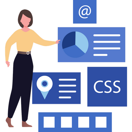 Woman is programming CSS  Illustration